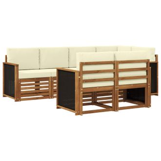 vidaXL Conjunto De Sof&aacute; Seccional Con Coj&iacute;n 6 Pcs Natural Y Crema Vidaxl