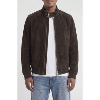 Bagatelle Genuine Suede Harrington Jacket in Chocolate at Nordstrom, Size Medium