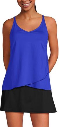 Lands End Tulip Hem Tankini Top in Galaxy Blue at Nordstrom, Size Medium P
