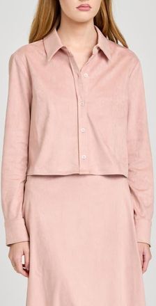 Wayf Chandler Long Sleeve Crop Button-Up Shirt in Pink at Nordstrom, Size X-Large
