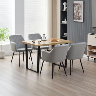Outdoor Living Colorado Dining Table with 4 Grey Charlotte Velvet Chairs