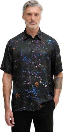 A|X Armani Exchange Overhemden, Heren, Zwart, M, Gedrukte Viscose Casual Shirt