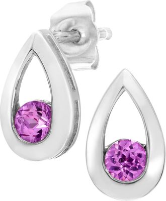Jewelco London 9ct White Gold 0.3ct Created Sapphire Teardrop Drop Earrings - PE0AXL1804WCrtdPinkSa
