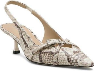 Stuart Weitzman Georgie Kitten Heel Slingback Pump in Cream. at Nordstrom, Size 9.5
