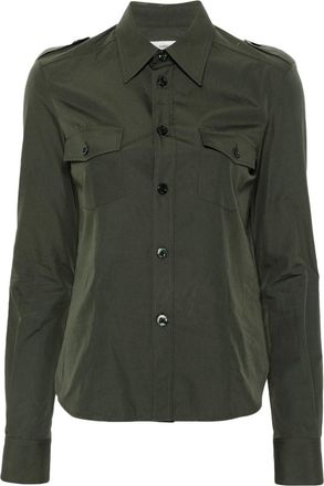 Saint Laurent Military button-up cotton shirt - women - Cotton - 36 - Green