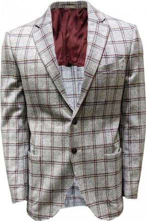 L.B.M. 1911 Geruite Wol Kasjmier Blazer - Heren - Blazers - Grijs - XL - Wol - Jassen