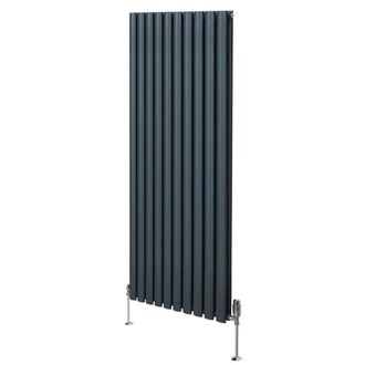 MonsterShop Oval Column Radiator & Valves - 1600mm x 600mm - Anthracite Grey
