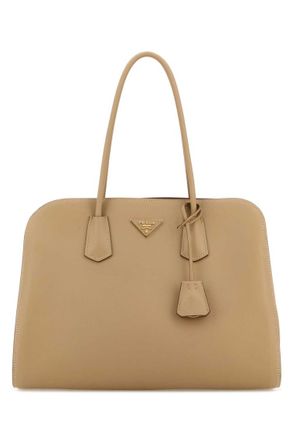 Prada Beige Logo Large Shoulder Bag