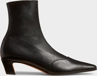 Khaite Nevada Stretch Leather Ankle Booties