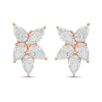Diana M. Jewels 14KW RG 10.00 Ct TW of Lab grown pear and marquise shape diamonds cluster earrings