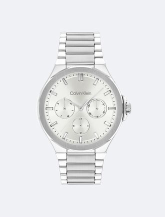 Calvin Klein Womens Multifunction Integrated Link Bracelet Watch - White - OS
