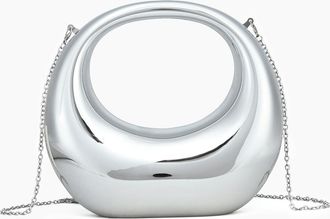 Like Dreams Womens Moonlit Love Metallic Clear Clutch Bag In Silver