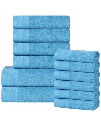 Superior Honeycomb Textured Waffle Border Cotton Medium Weight 12Pc Towel Set