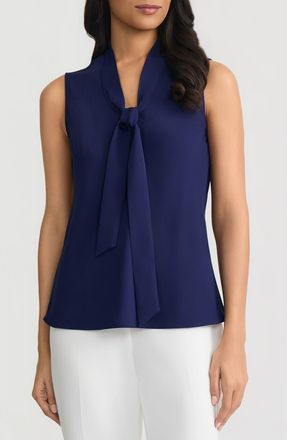 Kasper Sleeveless Tie Front Top in Kasper Navy at Nordstrom, Size X-Large P
