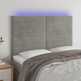 vidaXL Cabecero Con Luces Led Terciopelo Gris Claro 144x5x118/128 Cm Vidaxl