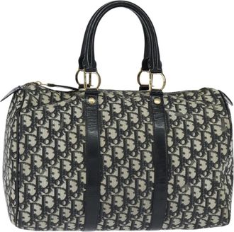 Dior Vintage Trotter Boston Bag Diorissimo Canvas Black Canvas Handbag (Pre-Owned)