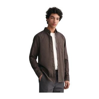 GANT Chevron Flanellen Overhemd - Heren - Casual Overhemden - Bruin - 2XL - Katoen - Overhemden