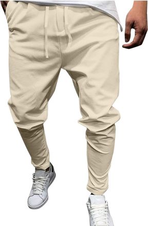 Generic Elastic Running Athletic Cargo Sports Pants Sweats Casual Straight-Leg Trousers Mens Cargo Sweatpants Open Bottom Straight Leg Casual Loose Fit Baggy 