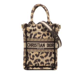 Dior Pre-owned Dior Mizza Mini Embroidered Canvas Leopard Vertical Book Tote Ladies TERBDNGS75PFZB6J