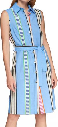 Vilagallo Mariya Midi Dress In Azul Seersucker