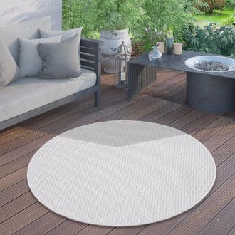 Paco Home Paco Home - Alfombra Exterior Redonda Intemperie Balc&oacute;n Terraza Cocina Motivo Monocolor &Oslash; 200 Cm Redon, Marfil