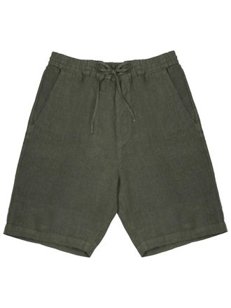 120% Lino Olive Green Linen Relaxed Shorts