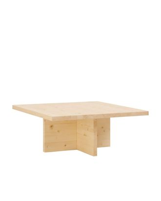 Deco Wood Mesa de centro cuadrada de madera maciza en tono natural de 80x33,22cm