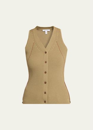 Max Mara Ties V-Neck Rib Knit Waistcoat