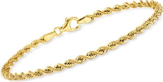 Ross-Simons Italian 2.7mm 18kt Yellow Gold Rope-Chain Bracelet