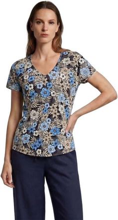 Lords of Harlech Tropical Mix Womens V-neck Printed Top in Tropical Mix Black at Nordstrom, Size X-Large
