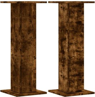 vidaXL Vidaxl - Soportes Para Plantas 2 Uds Madera Roble Ahumado 30x30x80 Cm