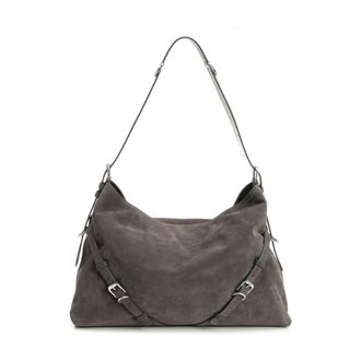 Givenchy Voyou Large Suede Shoulder Bag - female - Givenchy - Shoulder Bags - Gray - ONE SIZE - Bags