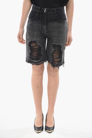 Givenchy Shorts in Denim Distressed con Passanti Givenchy