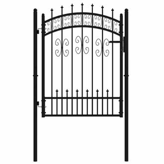 Berkfield Home Stunning Fence Gate with Spear Top Black 103x175 cm Powder-coated