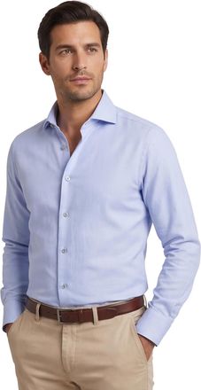 John Miller overhemd tailored fit blauw lange mouw