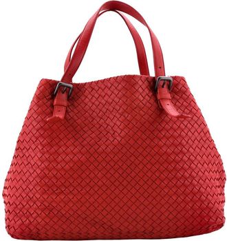 Bottega Veneta Red Intrecciato Nappa A-Shape Tote Large (Authentic Pre-Loved)