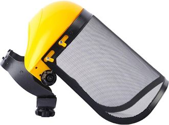 OEM Visera De Malla De Acero Y Protectores Auditivos Ajustables, Protecci&oacute;n Facial, Frontal Y Auditiva, Mascarilla Protectora De Seguridad Amarilla Para J