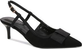 Berness June Bow Pointed Toe Slingback Kitten Heel Pump in Black at Nordstrom Rack, Size 5.5