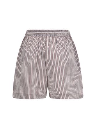 Brunello Cucinelli Womens Shorts Striped Silk White-Light Blue-Bordeaux Cotton White/light Blue/bordeaux
