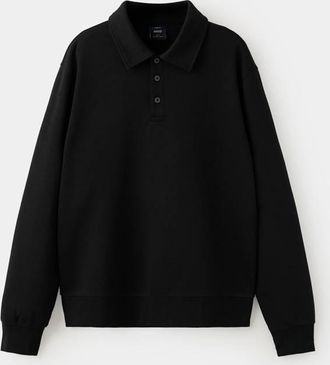 Mango Felpa con collo polo regular fit nero - Uomo - XXL - MANGO MAN