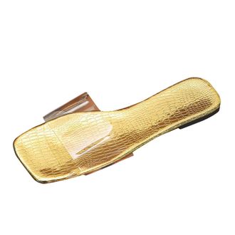 Generic Womens Mules with Footbed, Lightweight Flat Slippers Slides Summer Comfortable Sandals Peep Toe Summer Shoes Sandals Slippers Non-Slip Flip Flops Slip