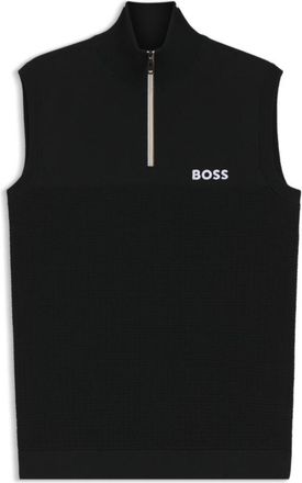 BOSS Zipper-neck sweater in a stretch-cotton blend