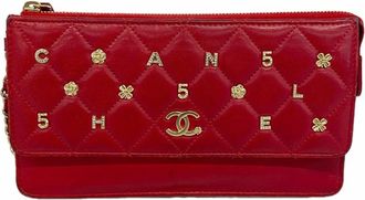 Chanel Red Color Leather Clutch Bag (Pre-Owned)