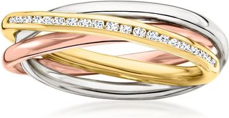 Ross-Simons Diamond Rolling Ring in Tri-Colored Sterling Silver