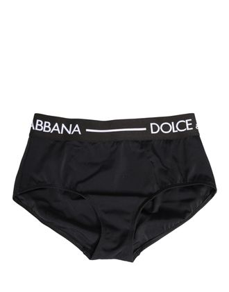 Dolce & Gabbana Womens Black Logo Waistband Coulotte Panty Underwear Elastane Nylon Clothing