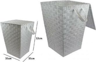 Trade Shop Trade Shop - Cesto Cestino Portatutto Portaoggetti Casa Coperchio 35x52cm 79102 Grigio Chiaro