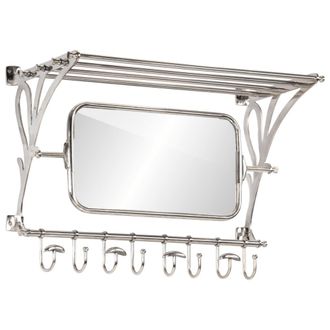 vidaXL Soporte De Equipaje Con Perchas Y Espejo De Pared Aluminio Vidaxl