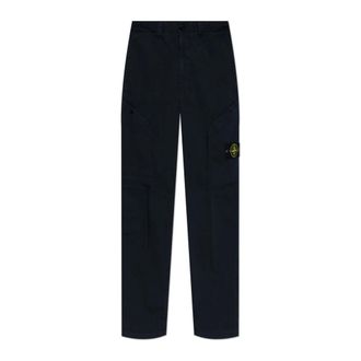 Stone Island Pantalon met logo - Heren - Straight fit broeken - Blauw - W32 - Katoen - Broeken