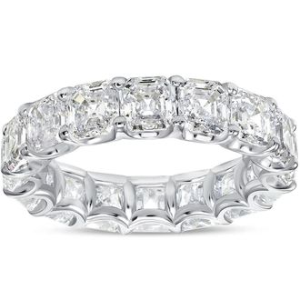 Pompeii3 10 1/2 Ct Asscher Cut Moissanite Eternity Ring Wedding Band 10k Gold