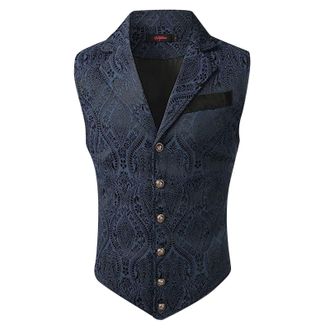 Generic Mens Waistcoat Wedding Party Suit Vest Gothic Steampunk Lapel Waistcoat for Men Steampunk Gothic Waistcoat Mens Top